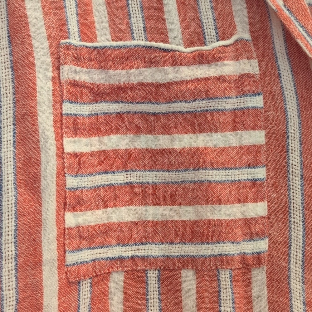 Lucky Brand XS Red and White Striped Button Down Shirt with Tie Back - Picture 4 of 10